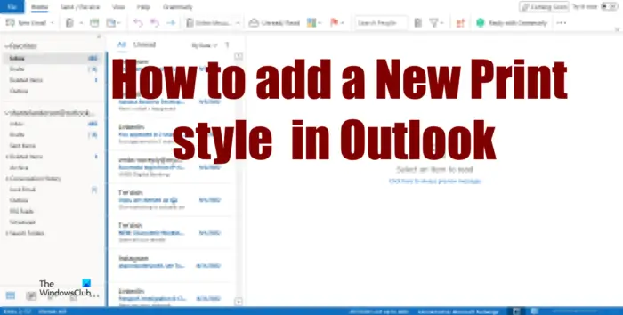 How to add a new print style in Outlook