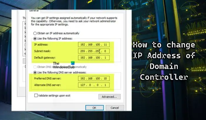How to change IP Address of Domain Controller