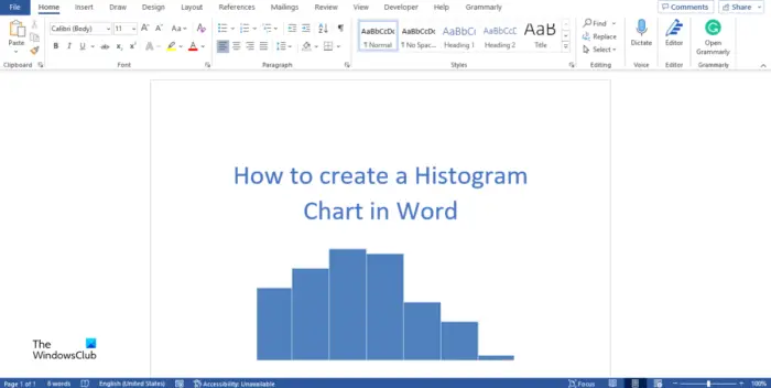 How to create a Histogram chart in Word.