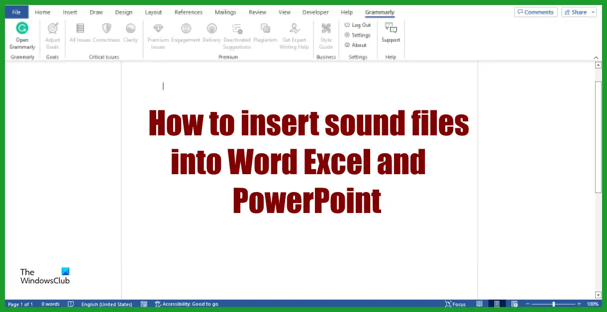 How to insert sound file in Word, Excel and PowerPoint