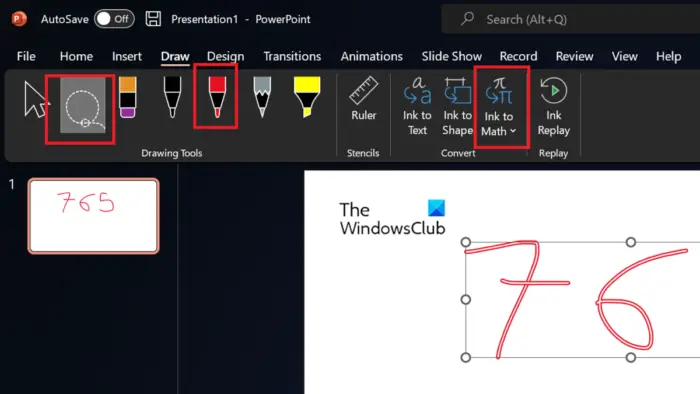 Convert Handwritten Math to Text using Ink to Math in Word, PowerPoint