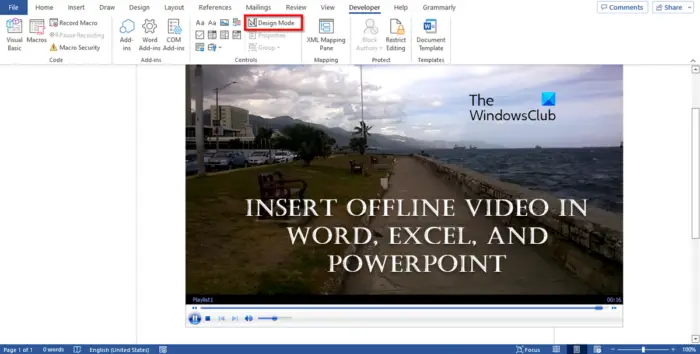 Вставка автономного видео в Word, Excel и PowerPoint