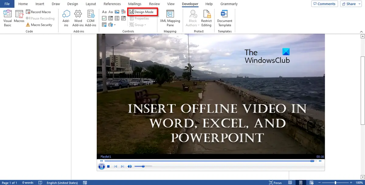 Insert Offline Video in Word, Excel, and PowerPoint