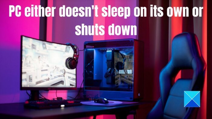 PC either doesn't sleep on its own or shuts down