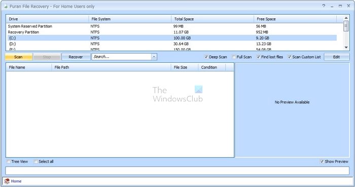 Puran File Recovery Windows