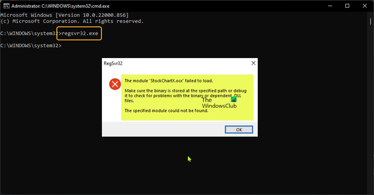 RegSvr32, The module failed to load error on Windows 11/10