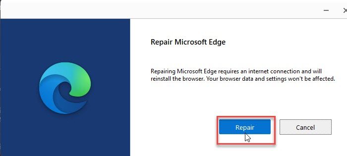 Repairing Microsoft Edge