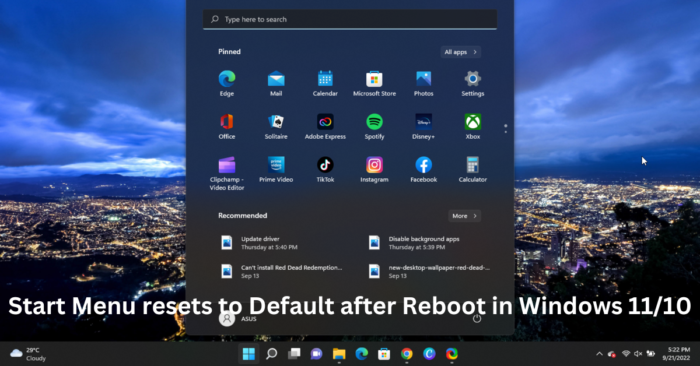 Start Menu resets to Default