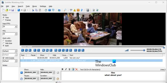 free Subtitle Editor software for Windows