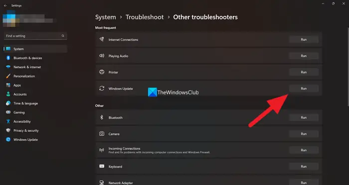 Windows Update Troubleshooter - Windows 11