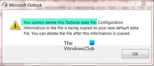 You cannot delete this Outlook data file