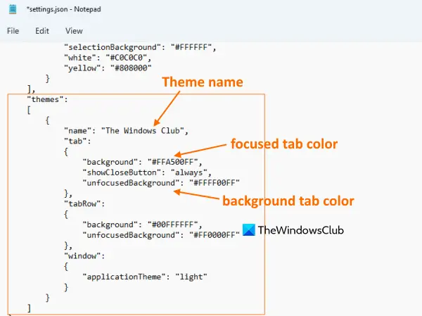 add custom theme content in json file