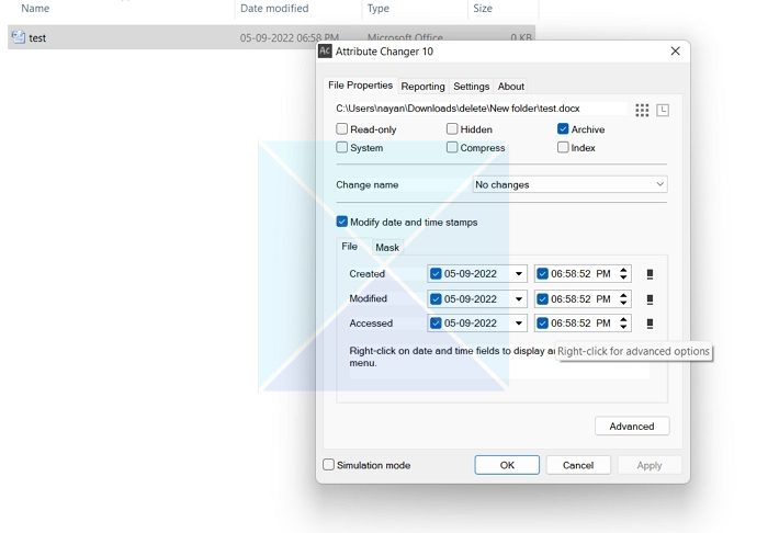 change file date attribute changer