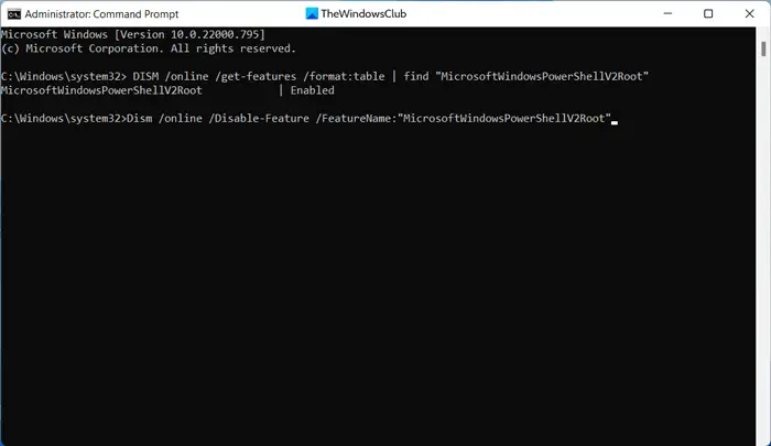 How to disable PowerShell v2 in Windows 11/10