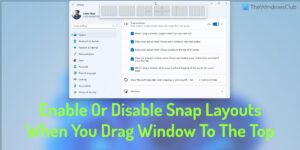 Turn off Snap Layouts in Windows 11 when you drag window to top
