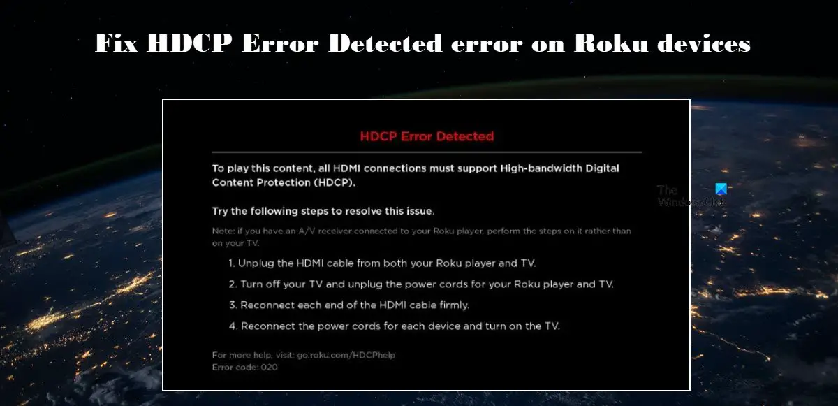 HDCP Error Detected error on Roku devices