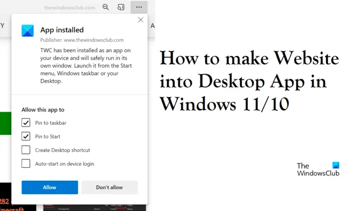 Turn Websites into Desktop Apps in Windows