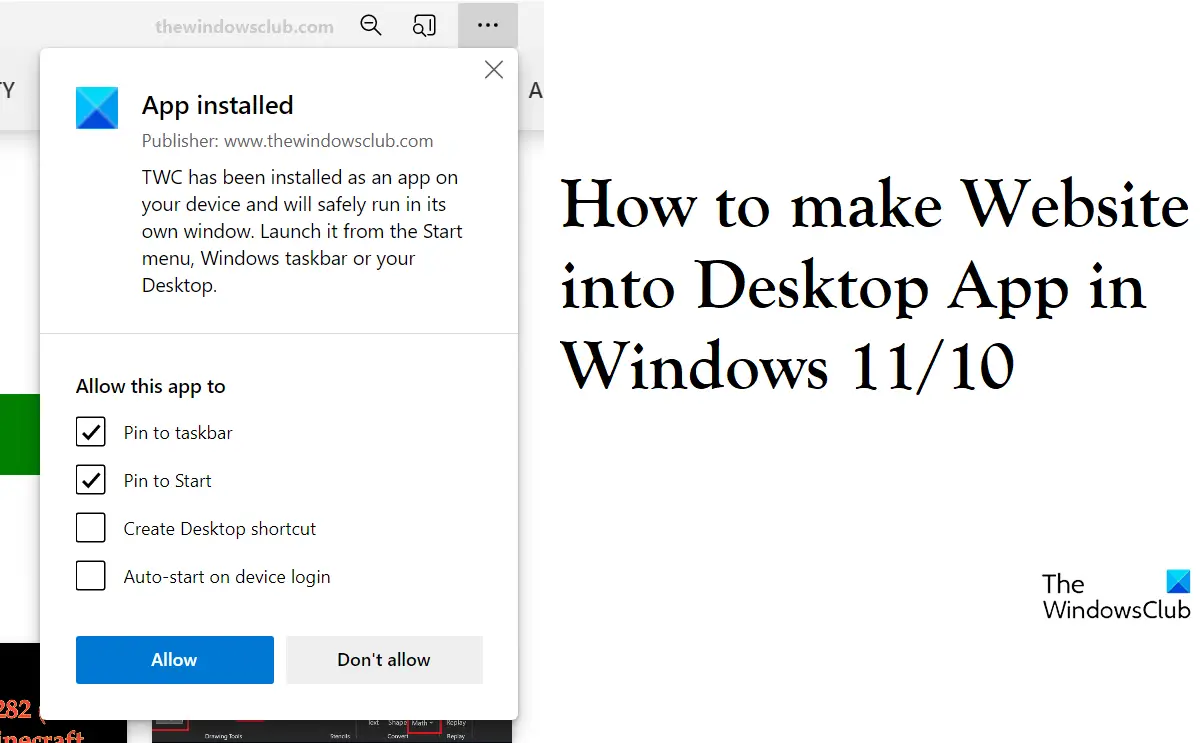 How to Turn Websites into Desktop Apps in Windows 11/10