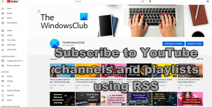 How to get YouTube Channel RSS feed