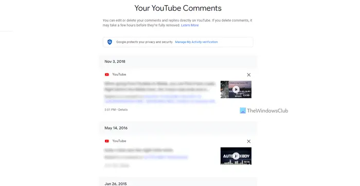 How to view YouTube comment history