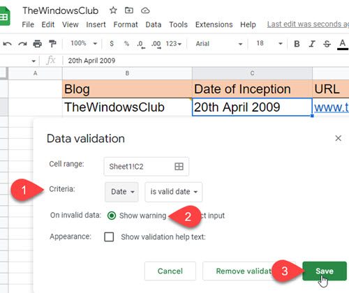 Adding a Tooltip in Google Sheets via Data Validation