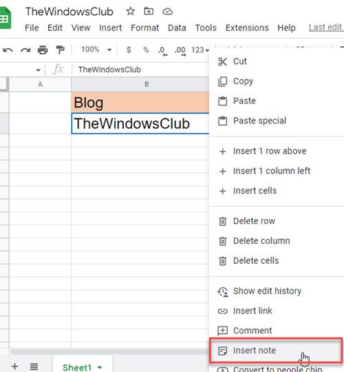 Adding a Tooltip in Google Sheets via Notes