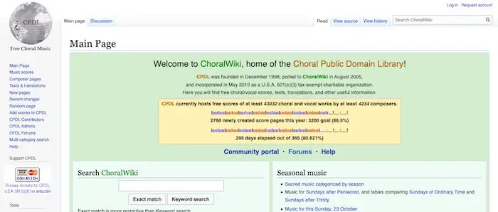 ChoralWiki Public Domain Music Sites