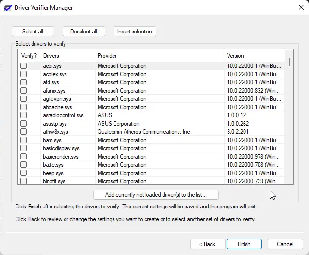 Driver verifier utility