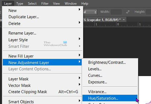 Easy ways to recolor objects in Photoshop - Choose hue saturation top menu