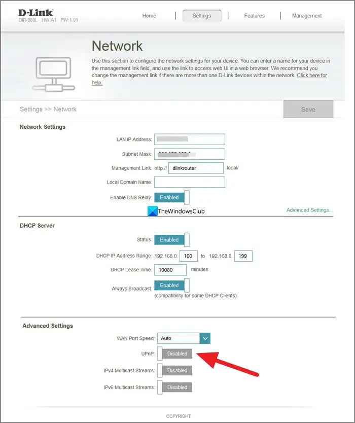Enable UPnP on Dlink router