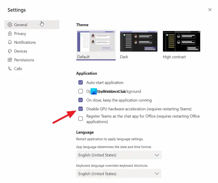 Enable hardware acceleration on teams