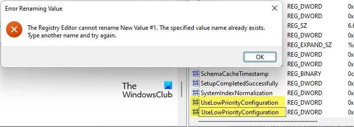 Error Renaming Value prompt in Registry Editor Error Renaming Value prompt in Registry Editor