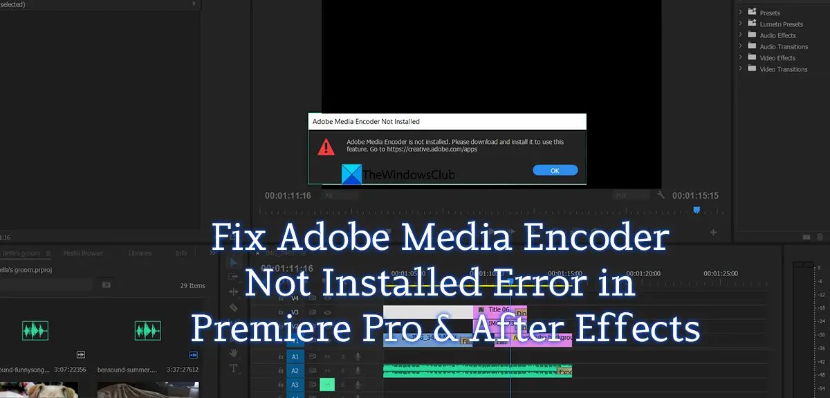 Adobe Media encoder not installed in Premiere Pro