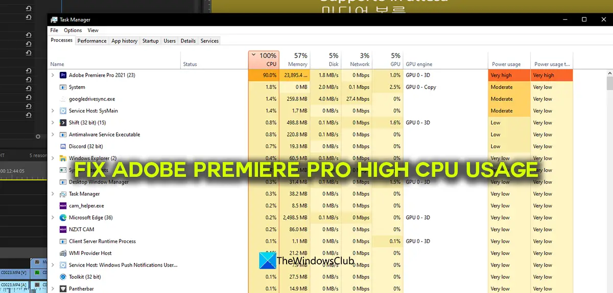 Fix Adobe Premiere Pro high CPU usage