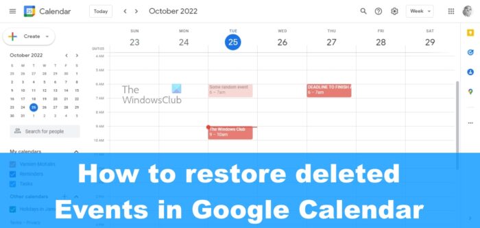 How to restore deleted Google Calendar Events