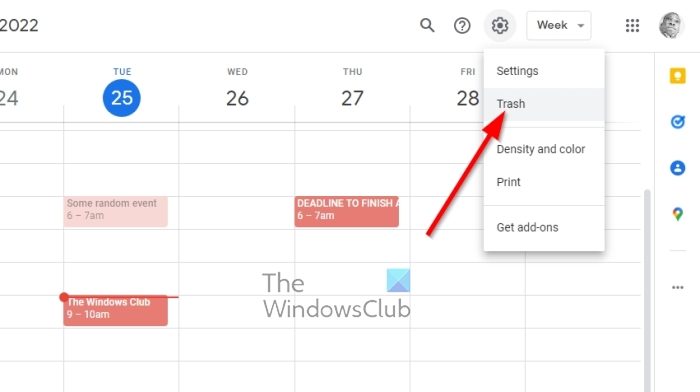 Google Calendar Trash