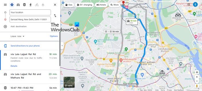 Google Map showing route from Current Location to a specific location Google Map showing route from Current Location to a specific location