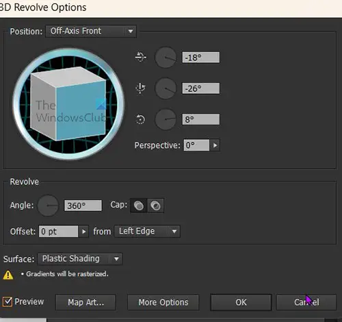 How to Create 3D Globe with the world map in Illustrator - 3D revolve options