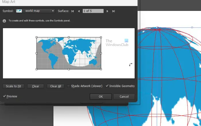 How to Create 3D Globe with the world map in Illustrator - Invisible geometry checked