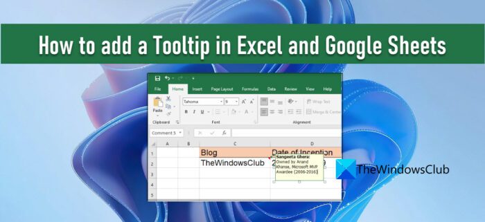 How to add a Tooltip in Excel and Google Sheets
