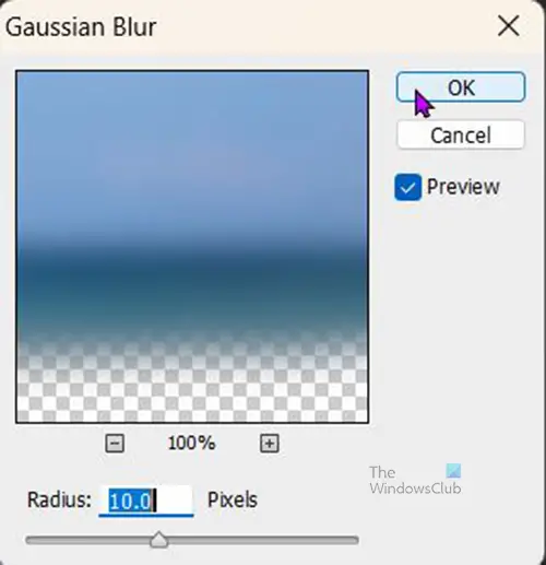 How to blur image background without affecting the image in Photoshop - Gaussian blur window