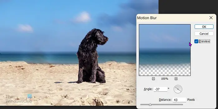 How to blur image background without affecting the image in Photoshop - Motion Blur Menu