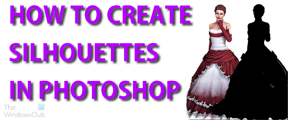 How to create silhouettes in Photoshop Photoshop is one of the top raster graphic apps available to both professionals and hobbyists. Photoshop can be used for photo corrections, photo retouches, image manipulations and so much more. Photoshop can do just about anything that you need to get done once you learn the tools and features. Knowing how to create silhouettes in Photoshop is a useful skill to learn. Silhouettes are useful for logos and other artwork when you don’t necessarily need to show features. Surprisingly silhouettes can be used to create shadows if you need to create shadows of objects in an artwork. Creating silhouettes in Photoshop A silhouette is the image of a person, animal, object, or scene represented as a solid shape of a single color, usually black, with its edges matching the outline of the subject. Photoshop offers more than one way to make silhouettes. This article will be looking at creating silhouettes using two methods. One method will look at using the color channels and the other method will use the image’s outline. Some images will work best with one method and not another. 1. Method 1 2. Method 2 3. Save This is the original image that will be used in both methods. 1] Method 1 Place the image in Photoshop To work on the image, it will have to be placed in Photoshop. You can open Photoshop then go to File then Open then search for the image, select it and press Open. You may also find the image file where it is saved, right-click on it and choose Open with then Open with Adobe Photoshop (version). The image will be opened in Photoshop as a layer named Background. Duplicate image The next step is to duplicate the image. This is important as it is best to keep the original image protected from editing. To duplicate the image, go to the layers panel and click on the background layer and then click Ctrl + J. You can also duplicate the layer by clicking it and dragging it to the bottom of the layers panel on the Create new layer icon then release it. You can also duplicate the layer by clicking on it then going to the top menu bar and clicking Layer then Duplicate layer. The duplicated layer created will be placed above the original layer. Go to channels pallet The next step is to go to the channels panel in the layers panel. Make sure that the copy layer (background copy) is selected then look at the top of the layers panel and you will see the channels tab. You will see four channels RGB, R, G, B. Red Green Blue. RGB is the original image channel colors. Red is the red channel; Green is the green channel and Blue is the blue channel. Click on each and look for the one that shows the image the darkest. When you have identified it you then duplicate it. The Blue channel is the darkest channel for this image. To duplicate this channel right click on it and choose duplicate. You can also duplicate the channel by clicking it and dragging it to the Create new channel icon at the bottom of the layers panel. The duplicated blue channel will go to the bottom of the other channels. When you have made the copy of the channel, turn on both the Blue and the Blue copy channels by clicking the Eye icon. The image will begin to look red when the channel is turned on. The next step is to make that channel layer darker. This can be done by using Levels. Press Ctrl + L to turn on levels. When the levels window is opened, adjust the three tabs to what they look like in the picture above. When you are done press OK to confirm. Click and drag the Blue copy channel (Whichever channel was your choice as the darker one) down to the bottom of the panel onto the Load channel as selection icon. This will make the image have a selection around it. You then go back to the layers panel. You will need to invert the selection. To do this go to the top menu bar and click on Select then Inverse. Go to the bottom of the layers panel and click the Create new fill or adjustment layer.A color picker will appear, click Solid color, choose black and press ok. You will see the silhouette. For this image that was used, you are seeing some of the whites from the details on the dress still showing through. This may work for some purposes. However, if you want to make it all black then there is another step to add. Note that the following step may not be necessary for all images. Some images will be fully back after the above steps. However, if you have colors still showing through, follow the next step. Add adjustment layer (Optional) This step is necessary if the above steps are done but some colors or details are still showing through instead of just the outline. To add the Adjustment layer, click on the copy layer then go to the bottom of the layers panel and click the Create new fill or adjustment layer icon. This will bring up a menu, click Level. This will place an Adjustment layer above the image copy layer. On the Levels adjustment layer look for the slider at Output levels. Change the values on the right to 0 or move the white slider on the right to the left into the black until the value changes to 0. You can watch the image change as you adjust. You can stop as soon as you reach a satisfactory value. This is the image when the levels adjustment layer is adjusted. Add background layer (Optional) In this step, a new layer will be created to become the background. Press Ctrl + Shift + N to create the new layer. Name the layer and click ok. You will need to make the layer a bright color. While on this new layer, go to the right tools panel and click the paint bucket and choose a bright color for the foreground color then click on the canvas. Make sure that the last new layer created is the one selected. The new layer will become whatever color you chose and it will block out everything. Go to the layers color mode and choose Multiply. This new layer can remain on top or you can move it between the color fill layer and the levels adjustment layer. Note that adding a background layer is optional as the no background or white background that your image already has may work for you. This is the silhouette with a colored background. You will be able to see if there are any stray colors. If there are any stray colors, clean them up with the eraser tool. Method 2 This method is straightforward and will be easy to remember. Place the image in Photoshop To work on the image, it will have to be placed in Photoshop. You can open Photoshop then go to File then Open then search for the image, select it and press Open. You may also find the image file where it is saved, right-click on it and choose Open with then Open with Adobe Photoshop (version). The image will be opened in Photoshop as a layer named Background. Duplicate image The next step is to duplicate the image. This is important as it is best to keep the original image protected from editing. To duplicate the image, go to the layers panel and click on the background layer and then click Ctrl + J. You can also duplicate the layer by clicking it and dragging it to the bottom of the layers panel on the Create new layer icon then release it. You can also duplicate the layer by clicking on it then going to the top menu bar and clicking Layer then Duplicate layer. The duplicated layer created will be placed above the original layer. Create new layer Press Ctrl + Shift + N to create a new layer, this layer will be above the other layers. You can also create a new layer by going to the top menu bar and clicking Layer then New then Layer. You can give the new layer a name or just keep the default name. Place the new layer below the image copy layer. Select image Select the layer with the image copy and then go to the left Tools panel and select the Quick select tool. The Quick selection tool is in the same group as the magic wand tool. Use the Quick select tool to select the outline of the image. Remember that you are making a silhouette so you will need the outline and not the details. Hold the Shift key as you use the Quick select to make selection easier. You can hold Alt while you click if you need to make corrections. Alt will make the Quick select tool have the minus (-) sign so you can bring the selected spot in. Holding Shift while you select will bring the selection out. Note: Ensure that only the outline is selected and not the details inside the image. The details sometimes get selected, and you may not notice. Zoom into the image and observe the different parts, especially those parts that are close in color to the background, if these are white, they are sometimes hard to see if the selections are around them. If you find atray selections around any of the details of the image, you can just use the quick selection tool and click it and it should deselect. If any of the details get selected, it will affect the results when you apply the black to create the silhouette. Create Layer mask When the selection is completed create a Layer mask. You create a layer mask by clicking the Add layer mask icon at the bottom of the layers panel. You will see an icon to the left of the image layer with a white outline, this is the selection. When the layer mask is created you will see some controls that you can adjust if you wish. Select layer mask Hold Ctrl and click on the layer mask icon to select it. The layer mask icon will be next to the image on that layer. Create new layer With the layer mask selected (hold Ctrl and click the layer mask icon), create a new layer. Press Ctrl + Shift + N to create a new layer, this layer will be above the other layers. You can also create a new layer by going to the top menu bar and click Layer then New then Layer. You can give the new layer a name or just keep the default name. Add color to new layer When the new layer is created you will add color to it. With the new layer selected go to the left tools panel and select the paint bucket tool. You then click on the Foreground/Background icon on the left tools panel and make sure that the foreground color is black. Note: make sure that the layer mask is selected before you create the new layer and add the paint. If the layer mask is not selected, it will put the paint over the new layer and the image will be behind the black paint. When the layer mask is selected you can look at the image and see the outline around it, that is when you create the new layer and add the paint from the paint bucket. Finished silhouette The silhouette of the image will be on the new layer. The silhouette will still have the selection around it. To remove the selection, click the Quick selection tool from the left toolbar then right-click on the canvas and choose Deselect. This is the finished silhouette with method number 2 The silhouette is on a separate layer from the actual image so the silhouette can be moved. 3] Save To save the finished project go to File then Save as, save first as a Photoshop PSD file so that you can make changes later if you need to. You can then save it as another file format. Save as JPEG if you intend it for screen only, save as PNG to print or if you want to exclude the background. What is a silhouette? A silhouette is the image of a person, animal, object, or scene represented as a solid shape of a single color, usually black, with its edges matching the outline of the subject. A silhouette is an outline of the subject that is in total contrast to the background. How can silhouettes be made? There is a third method to making a silhouette and that is using the Pen tool. 1. Use the pen tool to outline the image that you have in Photoshop 2. Give the outline a solid color fill 3. Place it on a background that is a different color from the outline Why are silhouettes mostly black? Silhouettes are mostly black because they are usually created by shadows in the real world. However, silhouettes can be any solid color outline on a contrasting surface. Some silhouettes may even have some amount of details or decorations on them. However, adding too much detail may take away from it being a silhouette.