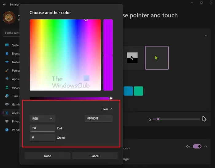 How-to-customize-Mouse-Buttons-Pointer-Cursor-on-Windows-11-Custom-cursor-color-picker-More