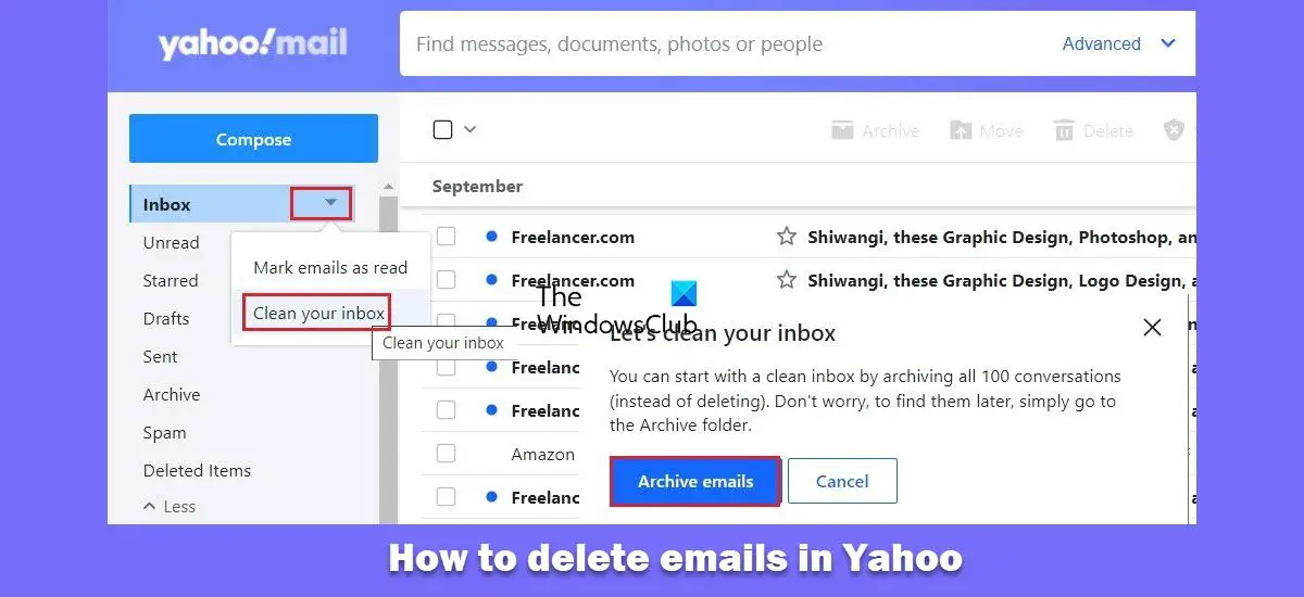 How to delete Emails in Yahoo Mail