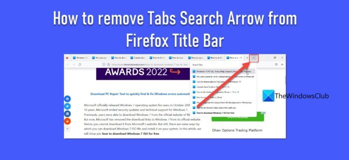 How to remove Tabs Search Arrow from Firefox Title Bar