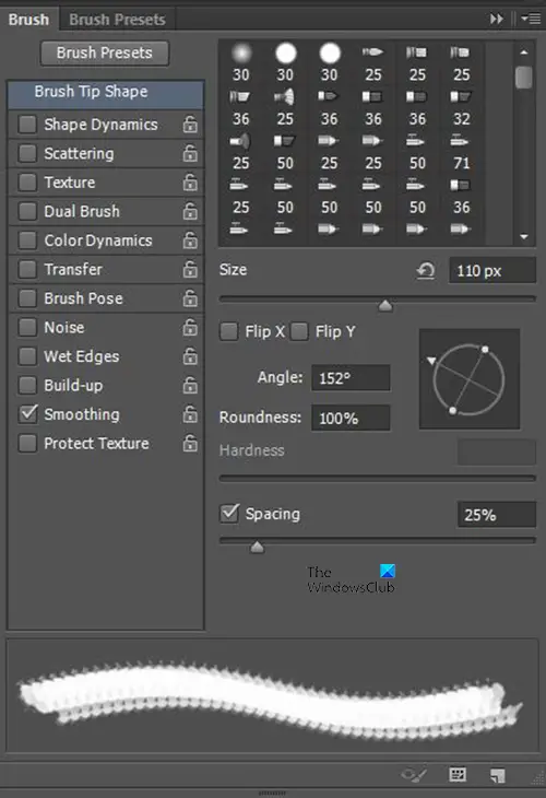 How to rotate brushes in Photoshop - Brushes menu