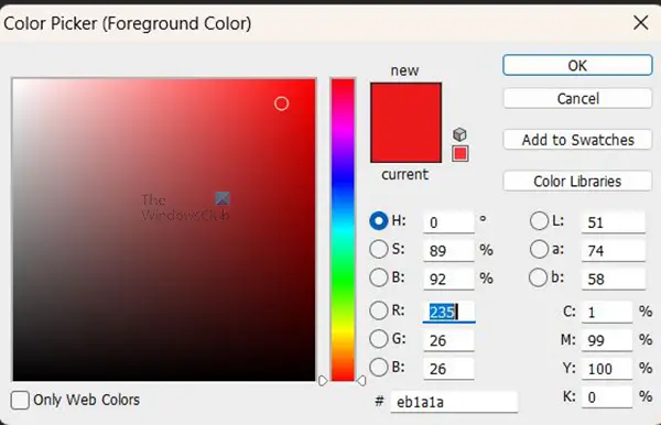 How to rotate brushes in Photoshop - Foreground color picker