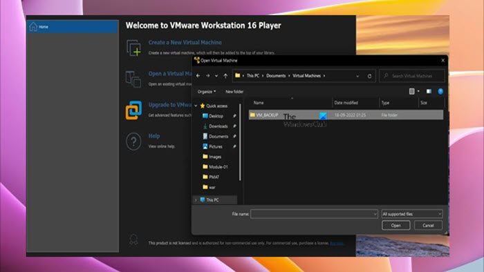 How to take a snapshot in VMware Workstation Player - Add the Backup as a separate new VM