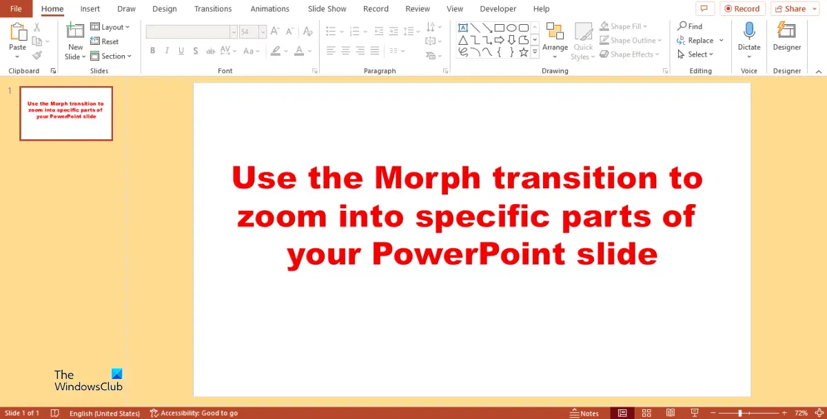 How to enable and use Morph transition in PowerPoint